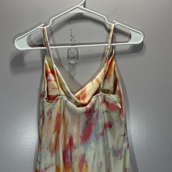 Rue 21 Women’s Pastel Pink Blue Tie Dye Print Satin Mini Slip Dress - Picture 9 of 11